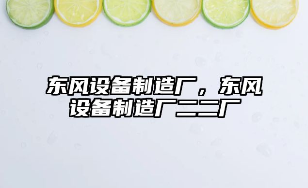 東風(fēng)設備制造廠(chǎng)，東風(fēng)設備制造廠(chǎng)二二廠(chǎng)