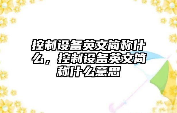 控制設備英文簡(jiǎn)稱(chēng)什么，控制設備英文簡(jiǎn)稱(chēng)什么意思