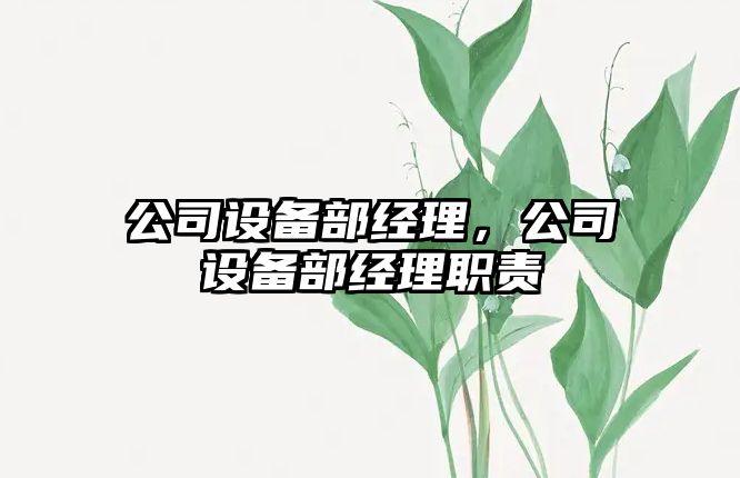 公司設備部經(jīng)理，公司設備部經(jīng)理職責