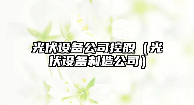 光伏設備公司控股（光伏設備制造公司）