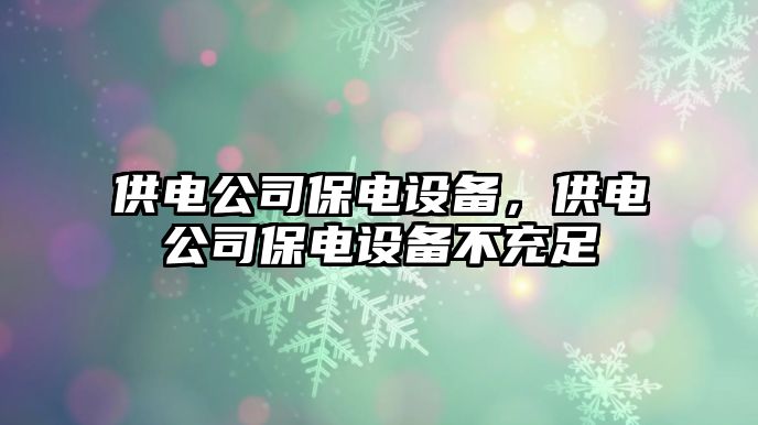 供電公司保電設備，供電公司保電設備不充足
