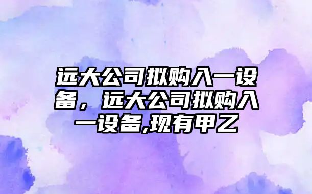 遠大公司擬購入一設備，遠大公司擬購入一設備,現有甲乙