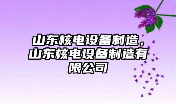 山東核電設備制造，山東核電設備制造有限公司