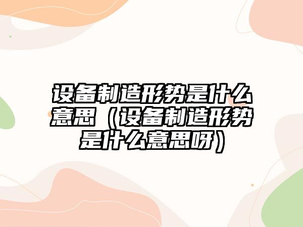 設備制造形勢是什么意思（設備制造形勢是什么意思呀）