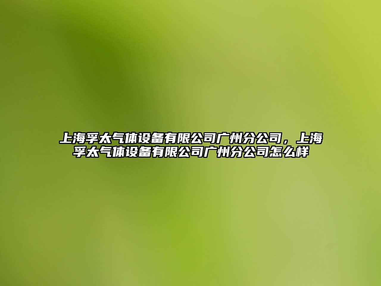 上海孚太氣體設備有限公司廣州分公司，上海孚太氣體設備有限公司廣州分公司怎么樣