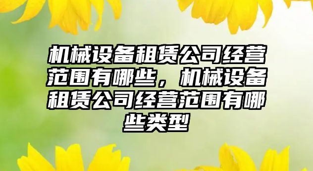 機械設備租賃公司經(jīng)營(yíng)范圍有哪些，機械設備租賃公司經(jīng)營(yíng)范圍有哪些類(lèi)型