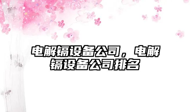 電解鎘設備公司，電解鎘設備公司排名