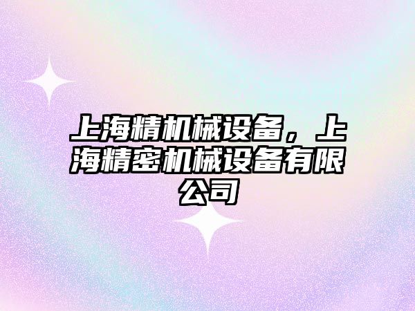 上海精機械設備，上海精密機械設備有限公司