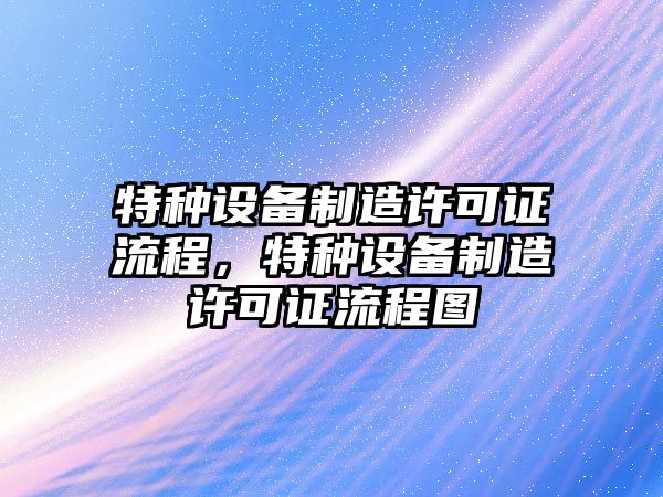 特種設備制造許可證流程，特種設備制造許可證流程圖