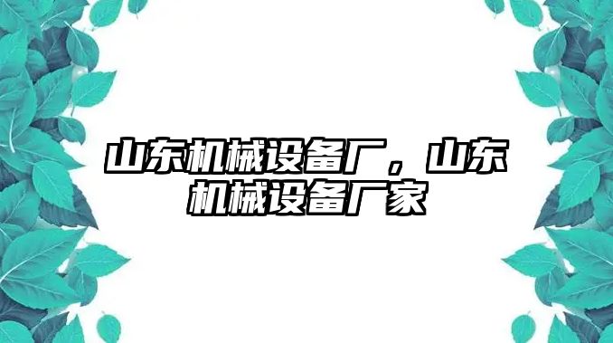 山東機械設備廠(chǎng)，山東機械設備廠(chǎng)家