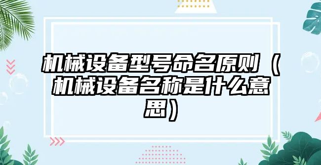 機械設備型號命名原則（機械設備名稱(chēng)是什么意思）