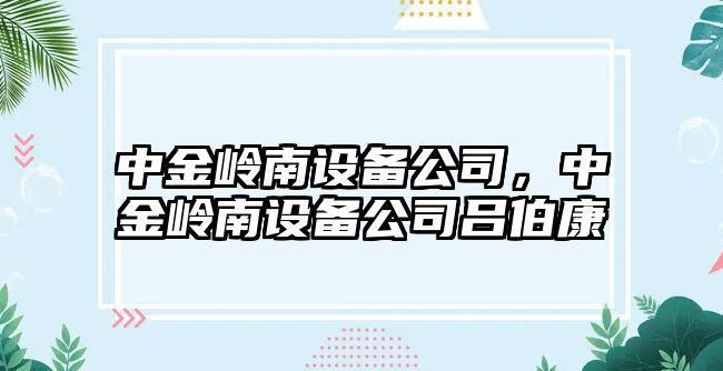 中金嶺南設備公司，中金嶺南設備公司呂伯康