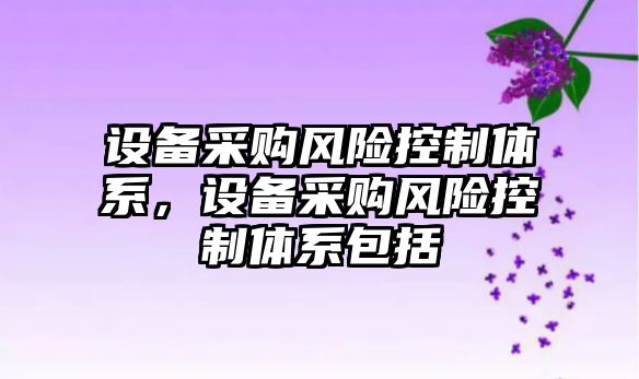 設備采購風(fēng)險控制體系，設備采購風(fēng)險控制體系包括