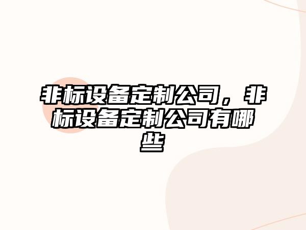 非標設備定制公司，非標設備定制公司有哪些