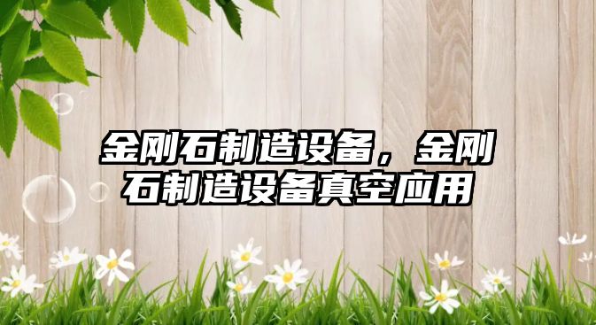 金剛石制造設備，金剛石制造設備真空應用