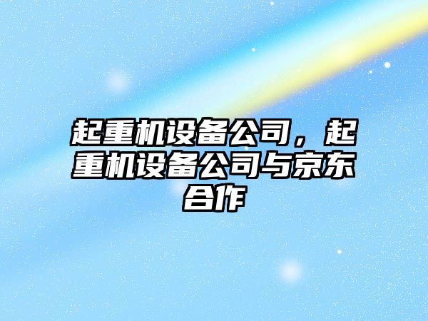 起重機設備公司，起重機設備公司與京東合作