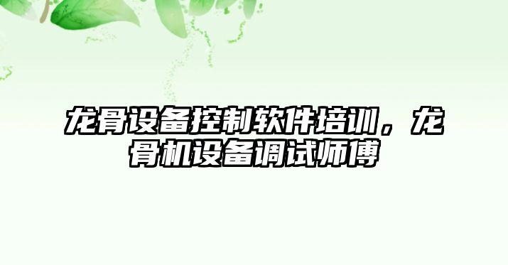 龍骨設備控制軟件培訓，龍骨機設備調試師傅
