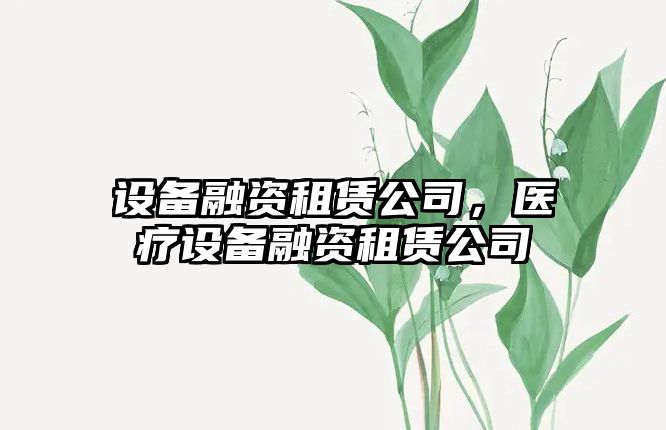 設備融資租賃公司，醫療設備融資租賃公司