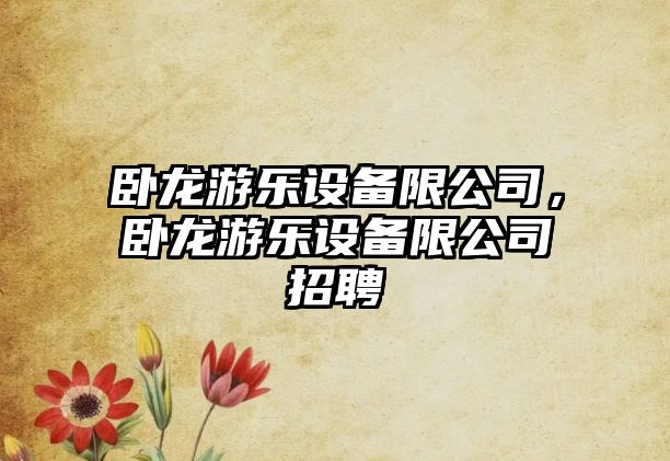 臥龍游樂(lè )設備限公司，臥龍游樂(lè )設備限公司招聘