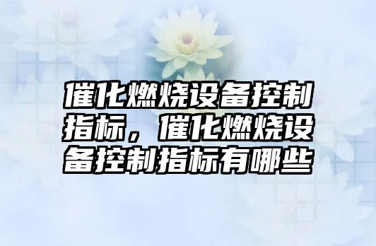 催化燃燒設備控制指標，催化燃燒設備控制指標有哪些