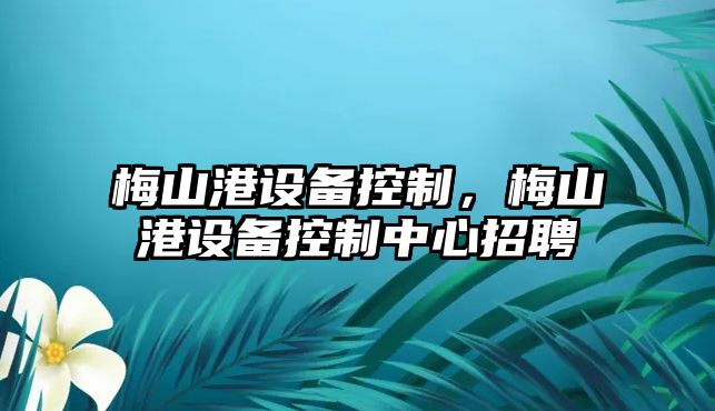 梅山港設備控制，梅山港設備控制中心招聘