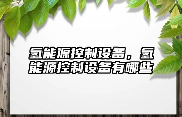 氫能源控制設備，氫能源控制設備有哪些