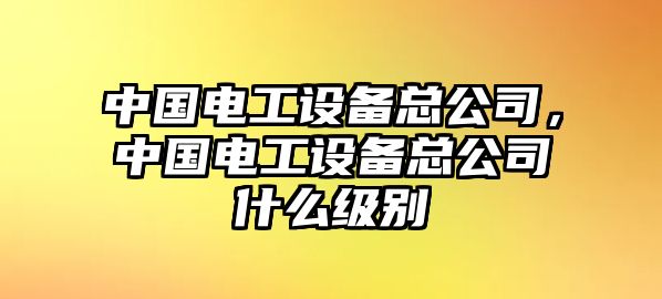 中國電工設備總公司，中國電工設備總公司什么級別