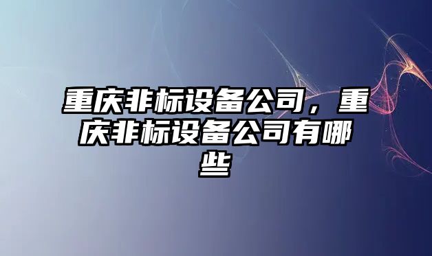 重慶非標設備公司，重慶非標設備公司有哪些