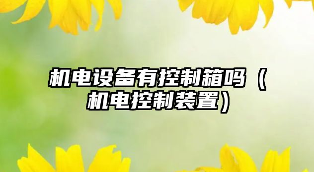 機電設備有控制箱嗎（機電控制裝置）
