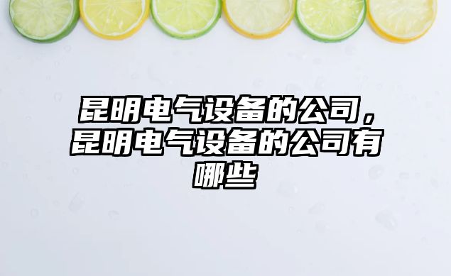 昆明電氣設備的公司，昆明電氣設備的公司有哪些