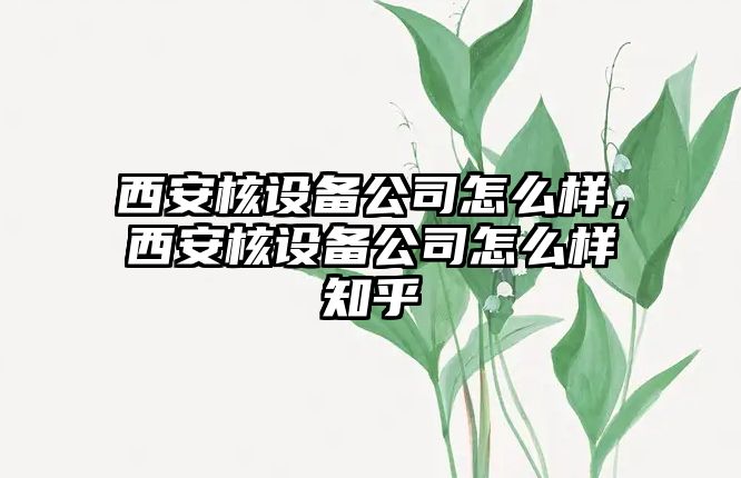 西安核設備公司怎么樣，西安核設備公司怎么樣知乎