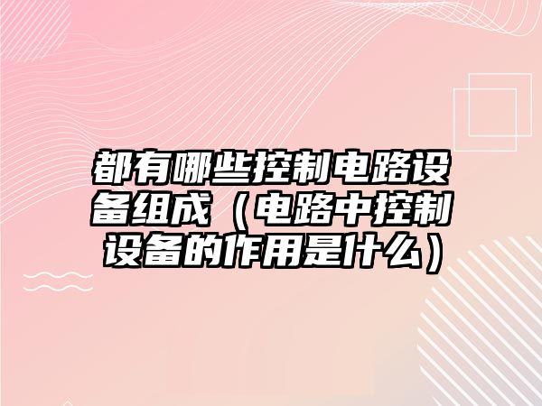 都有哪些控制電路設備組成（電路中控制設備的作用是什么）