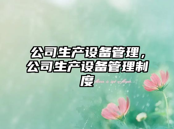 公司生產(chǎn)設備管理，公司生產(chǎn)設備管理制度
