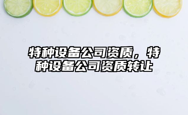 特種設備公司資質(zhì)，特種設備公司資質(zhì)轉讓