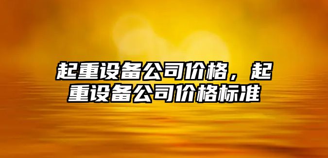 起重設備公司價(jià)格，起重設備公司價(jià)格標準