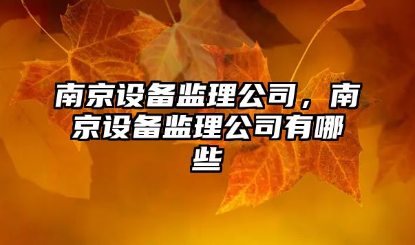 南京設備監理公司，南京設備監理公司有哪些