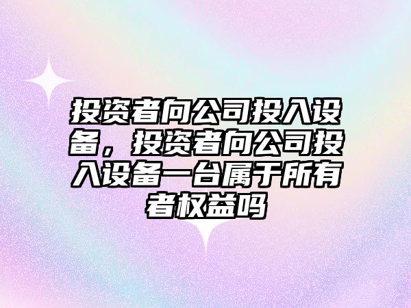 投資者向公司投入設備，投資者向公司投入設備一臺屬于所有者權益嗎