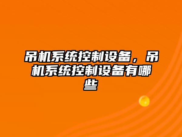 吊機系統控制設備，吊機系統控制設備有哪些