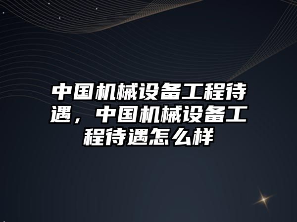中國機械設備工程待遇，中國機械設備工程待遇怎么樣