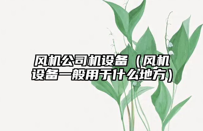 風(fēng)機公司機設備（風(fēng)機設備一般用于什么地方）