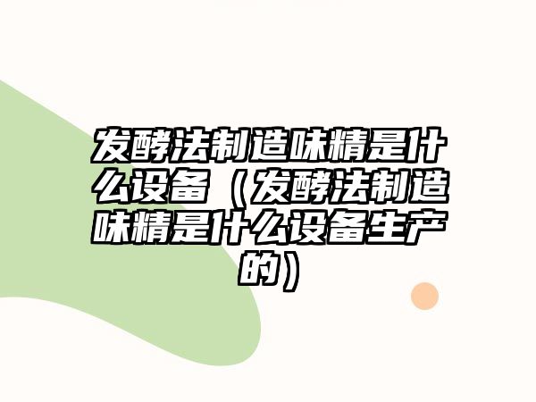 發(fā)酵法制造味精是什么設備（發(fā)酵法制造味精是什么設備生產(chǎn)的）