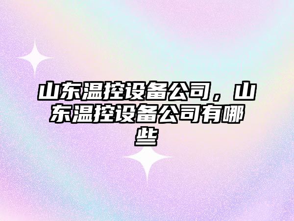山東溫控設備公司，山東溫控設備公司有哪些