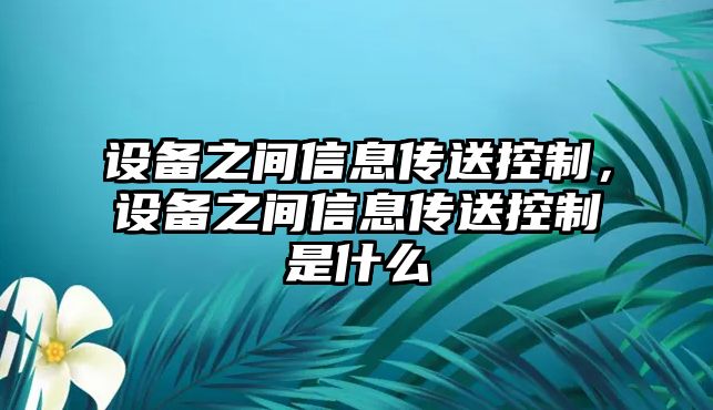 設備之間信息傳送控制，設備之間信息傳送控制是什么