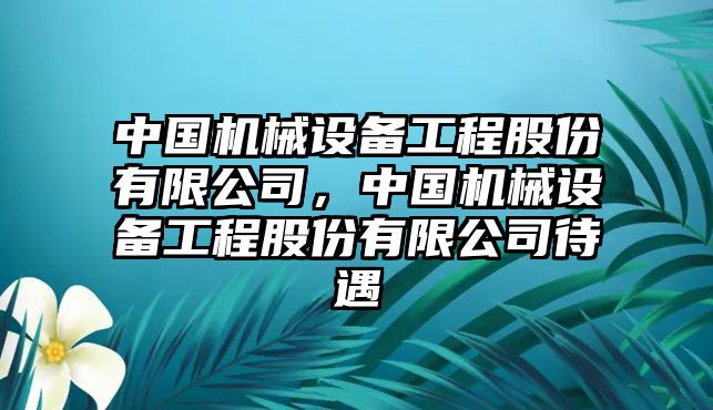 中國機械設備工程股份有限公司，中國機械設備工程股份有限公司待遇
