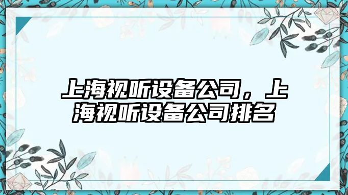 上海視聽(tīng)設備公司，上海視聽(tīng)設備公司排名