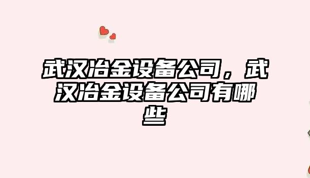 武漢冶金設備公司，武漢冶金設備公司有哪些