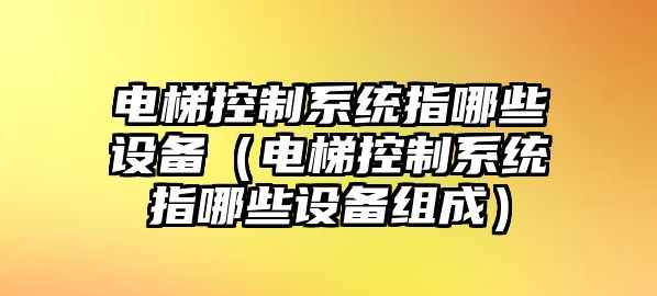 電梯控制系統指哪些設備（電梯控制系統指哪些設備組成）