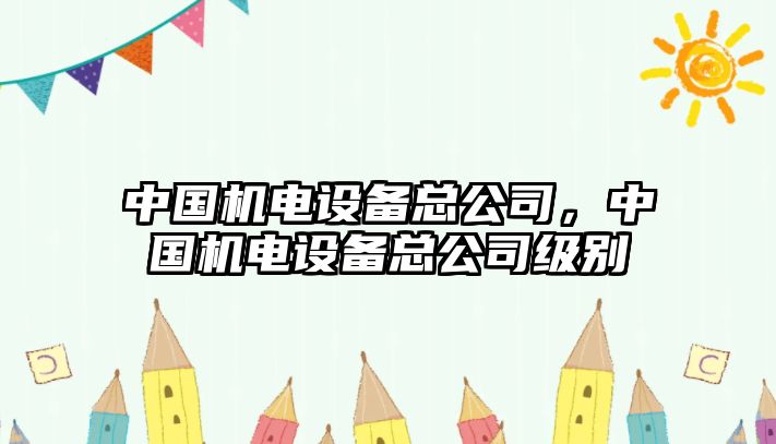 中國機電設備總公司，中國機電設備總公司級別