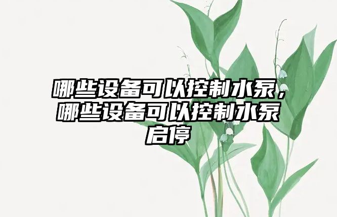 哪些設備可以控制水泵，哪些設備可以控制水泵啟停