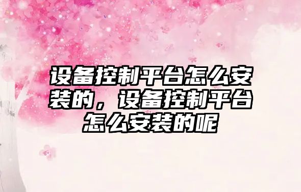 設備控制平臺怎么安裝的，設備控制平臺怎么安裝的呢